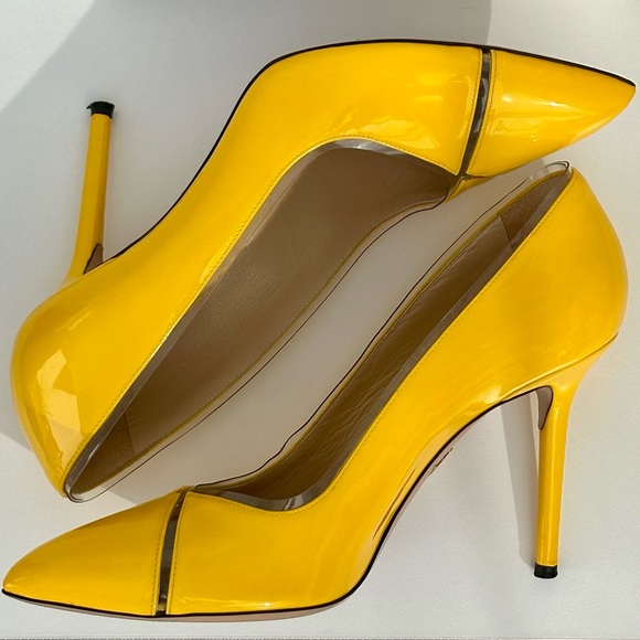 CHARLOTTE OLYMPIA Natalie PVC-trimmed Patent-leather Pumps Size 8 👠 - Picture 8 of 11